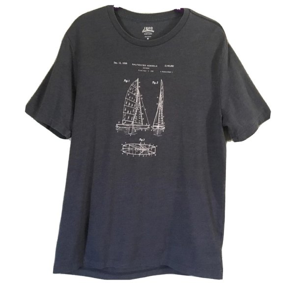 Izod Sailboat Schematics Blue Graphic T-Shirt Men's Medium - Picture 1 of 9